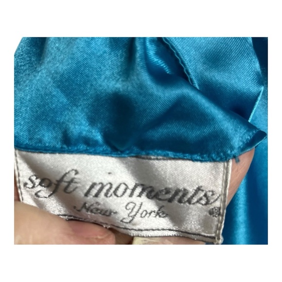 Vintage Slip Dress Turquoise Blue Embroidered Flowers Braided Straps Size Small? - Picture 6 of 6